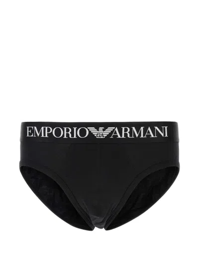 Emporio Armani Stretch Cotton Brief Elastic Waistband In Black