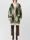 Emporio Armani Long Argyle Pattern Jacket Front Pockets In Green