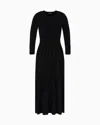 Emporio Armani Long Dress In Ottoman Chenille In Black