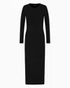 Emporio Armani Long Dress In Viscose Crêpe With Keyhole Opening At The Back In Black