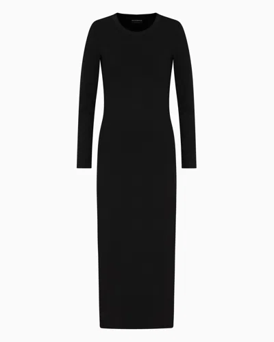 Emporio Armani Long Dress In Viscose Crêpe With Keyhole Opening At The Back In Black