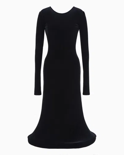 Emporio Armani Long Dress With Domed, Padded Hem In Black