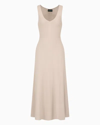 Emporio Armani Knitted Seamless Dress In Beige