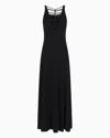 Emporio Armani Long Dress With Flared Hem And Scoop Back In Black