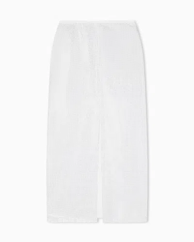 Emporio Armani Long Drill Skirt With All-over Micro Studs In White