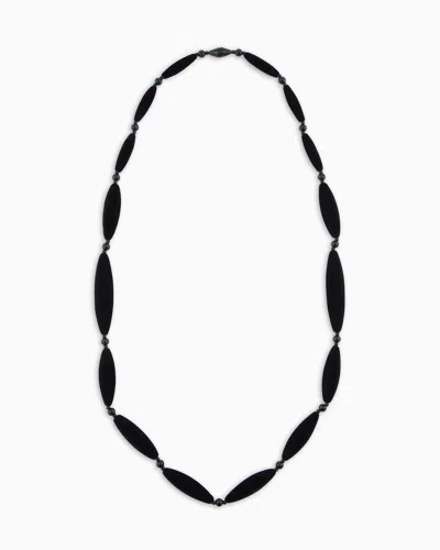 Emporio Armani Long Necklace With Flocked Elements In Black