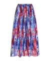 Emporio Armani Long Skirt In Fluid Technical Fabric With A Gradient Floral Pattern