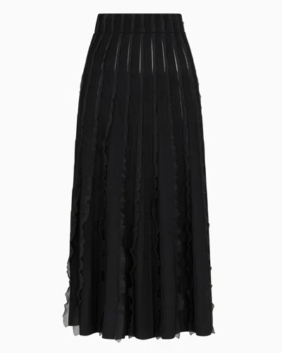 EMPORIO ARMANI VISCOSE KNIT SKIRT WITH RUCHES