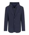 Emporio Armani Canneté Fabric Jacket With Detachable Panel In Black