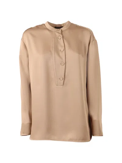Emporio Armani Long Sleeve Blouse In Brown