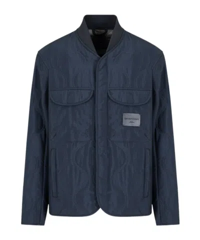 Emporio Armani Long Sleeve Casual Jacket In Blue