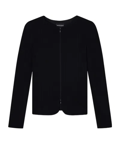 EMPORIO ARMANI CHEVRON-PATTERN ZIP-FRONT JACKET