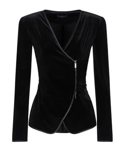 Emporio Armani Long Sleeve Casual Jacket In Black