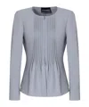 Emporio Armani Jacket In Pleated Fluid Armure Fabric In Gray