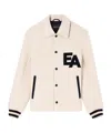 Emporio Armani Blouson With Press Studs In Wool Cloth With An Oversized Ea Patch In White