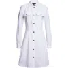 Emporio Armani Long Sleeve Cotton Poplin Button-up Shirtdress In White