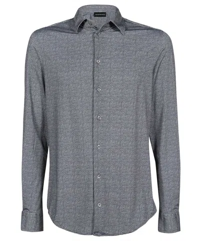 Emporio Armani Long Sleeve Cotton Shirt In Black