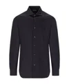 Emporio Armani Cotton Stretch Poplin Slim Fit Button Down Shirt In Black