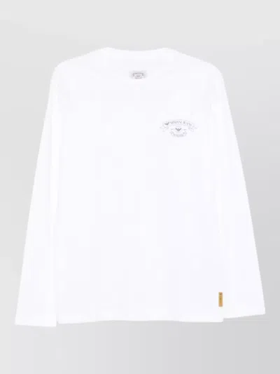 Emporio Armani Long Sleeve Crew Neck Cotton T Shirt In White