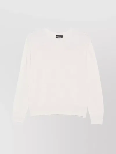 Emporio Armani Long Sleeve Crew Neck Knitwear Top In Neutral