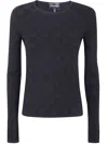 Emporio Armani Check-pattern Long-sleeve Sweater In Black