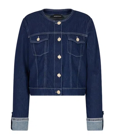 Emporio Armani Long Sleeve Denim Jacket In Blue