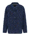 Emporio Armani Fringed Embossed-motif Jacquard Denim Shirt Jacket In Blue