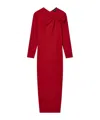 Emporio Armani Asymmetric Neckline Long Sleeve Midi Dress In Red