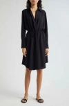 Emporio Armani Faux-wrap Drawstring Shirtdress In Solid Black