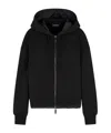 Emporio Armani Long Sleeve Hooded Drop Shoulder Two-way Zip Jacket In Black