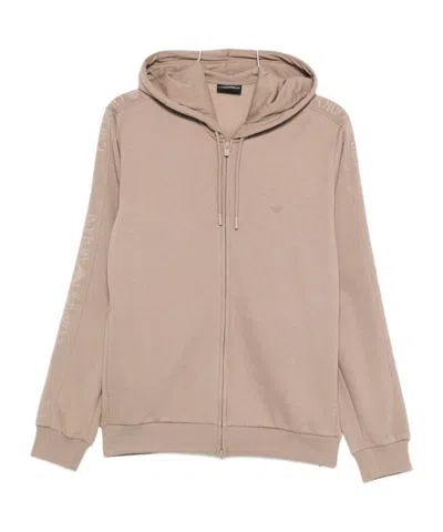 Emporio Armani Long Sleeve Hooded Sweatshirt In Pink