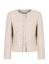 Emporio Armani Lurex Tweed Jacket In Nude