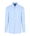 Emporio Armani Long Sleeve Lapel Shirt With All Over Logo Jacquard In Youran Blue