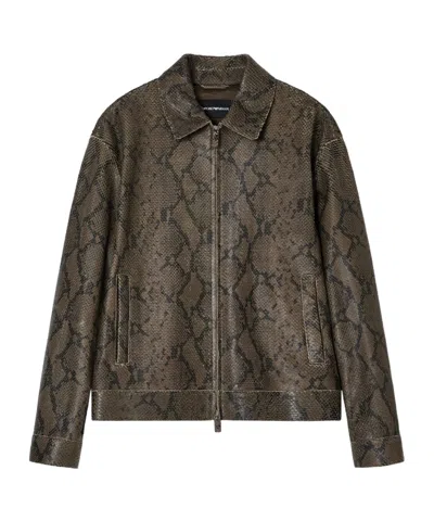 EMPORIO ARMANI LONG SLEEVE LEATHER JACKET