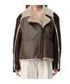 Emporio Armani New York Capsule Collection Shearling Biker Jacket In Brown