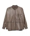 Emporio Armani Long Sleeve Leather Jacket Chest Pocket In Brown