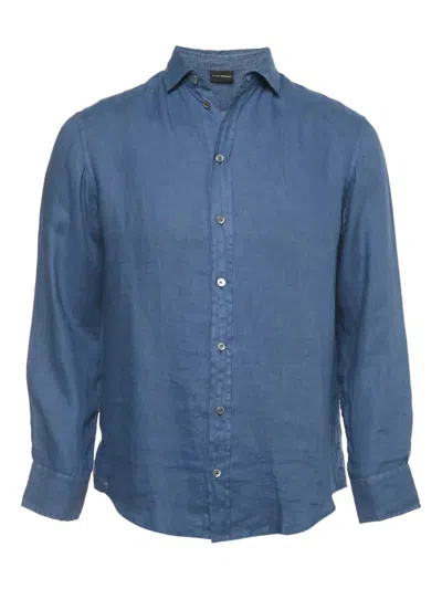 Pre-owned Emporio Armani Long-sleeve Linen Shirt In Blue