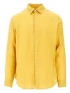 Emporio Armani Long-sleeve Linen Shirt In Yellow