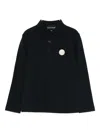 Emporio Armani Long-sleeve Logo Polo Shirt In Black