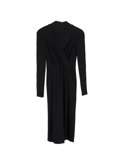 Pre-owned Emporio Armani Long-sleeve Midi Dress In Black