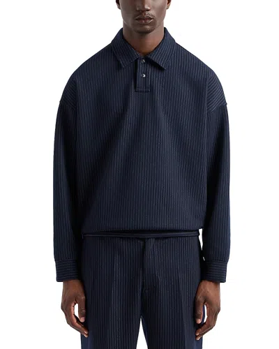 Emporio Armani Long Sleeve Polo Sweatshirt In Blue