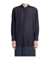 Emporio Armani Shirt In Blue Wool And Polyester In Black