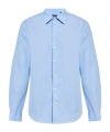 Emporio Armani Icon Shirt In Tropical Light Wool Canvas In Blue