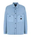 Emporio Armani Comfort-fit Shirt With Washed Twill Pockets In Blue