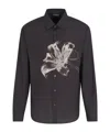 Emporio Armani Asv Lyocell Blend Shirt With Lily Print In Black