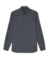 Emporio Armani Geometric Print Cotton Shirt With Button-down Collar In Blue