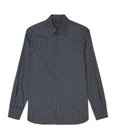Emporio Armani Long Sleeve Shirt In Blue