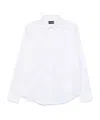 Emporio Armani Cotton Shirt With Button-down Collar And Curved Hem In White