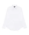 Emporio Armani Cotton Shirt With Button-down Collar And Curved Hem In White