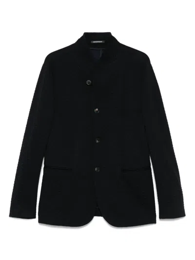 Emporio Armani Long-sleeve Single-breasted Blazer In Blue